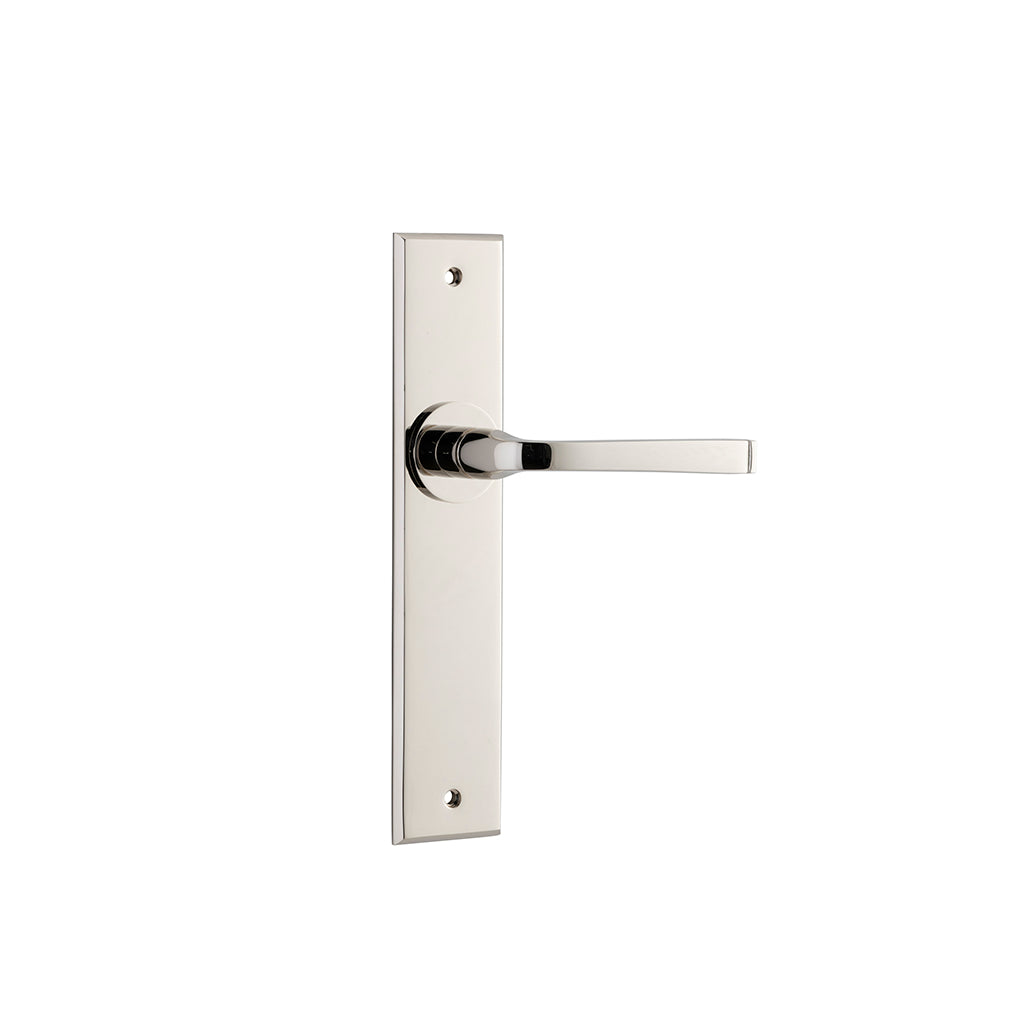 Annecy Lever - Chamfered Backplate Polished Nickel / Passage / Lever Set Only