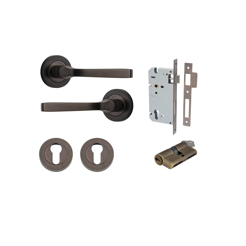 Annecy Lever - Round Rose Signature Brass / Entrance / Entrance Kit Dual Function (Key-Key)