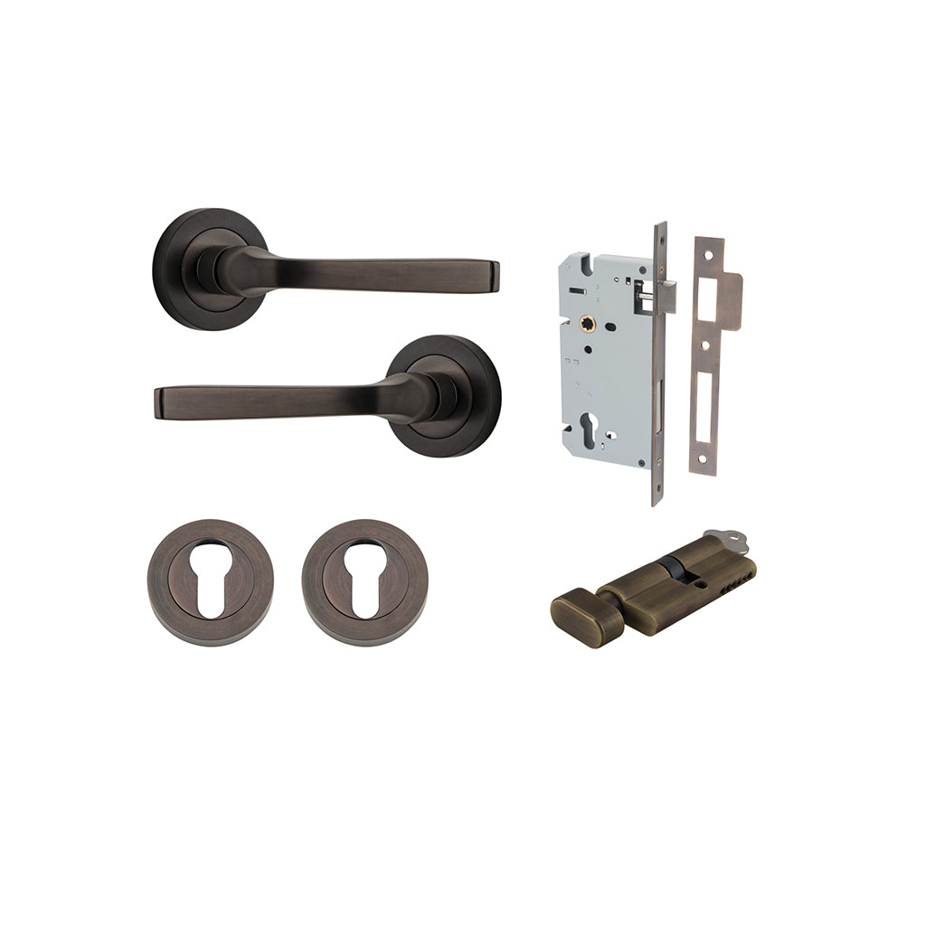 Annecy Lever - Round Rose Signature Brass / Entrance / Entrance Kit (Key-Thumb)