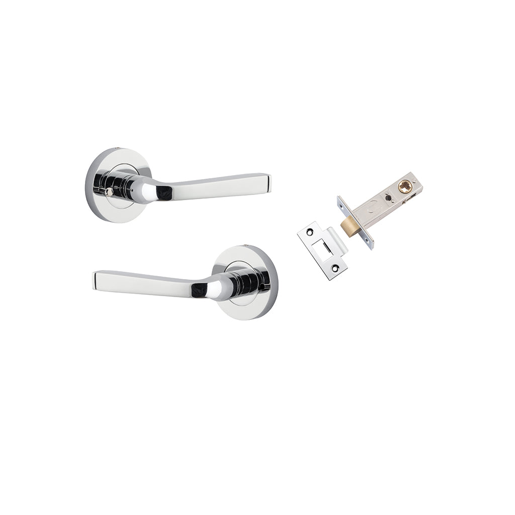 Annecy Lever - Round Rose Polished Chrome / Privacy / Inbuilt Privacy Kit