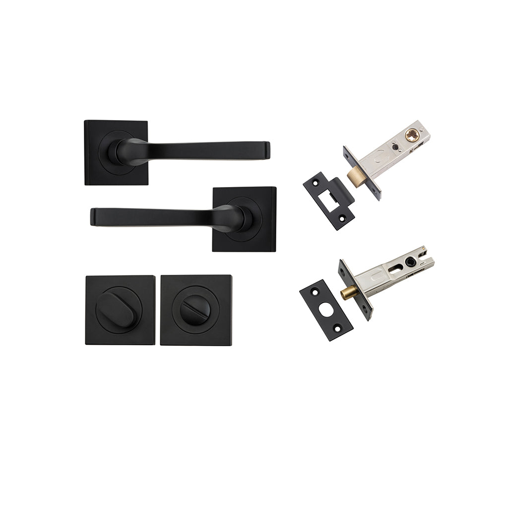 Annecy Lever - Square Rose Matt Black / Privacy / Separate Privacy Kit
