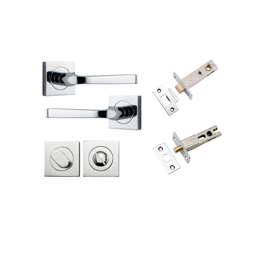 Annecy Lever - Square Rose Polished Chrome / Privacy / Separate Privacy Kit