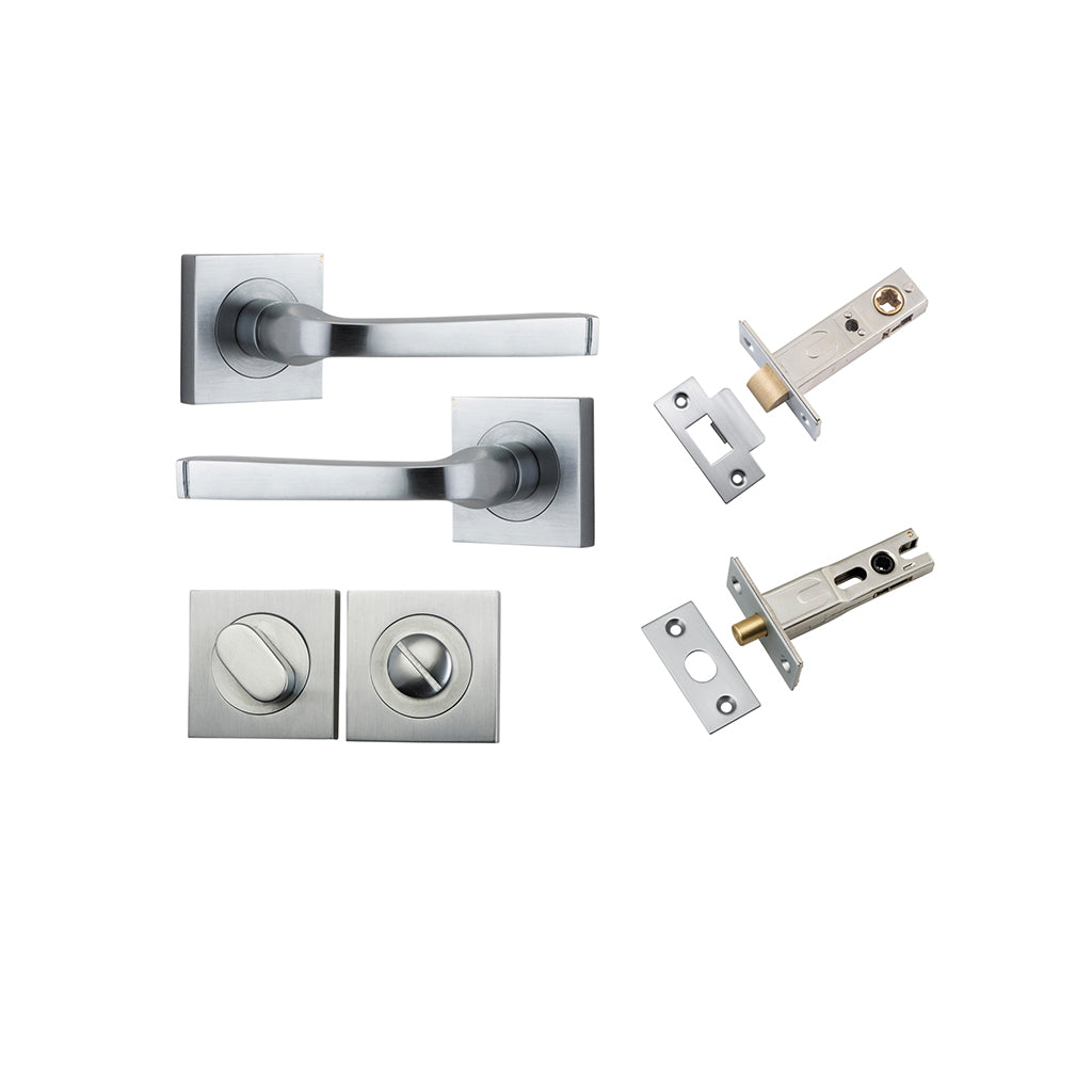 Annecy Lever - Square Rose Brushed Chrome / Privacy / Separate Privacy Kit