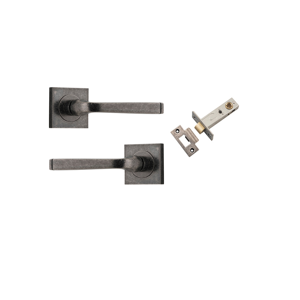 Annecy Lever - Square Rose Distressed Nickel / Passage / Passage Kit