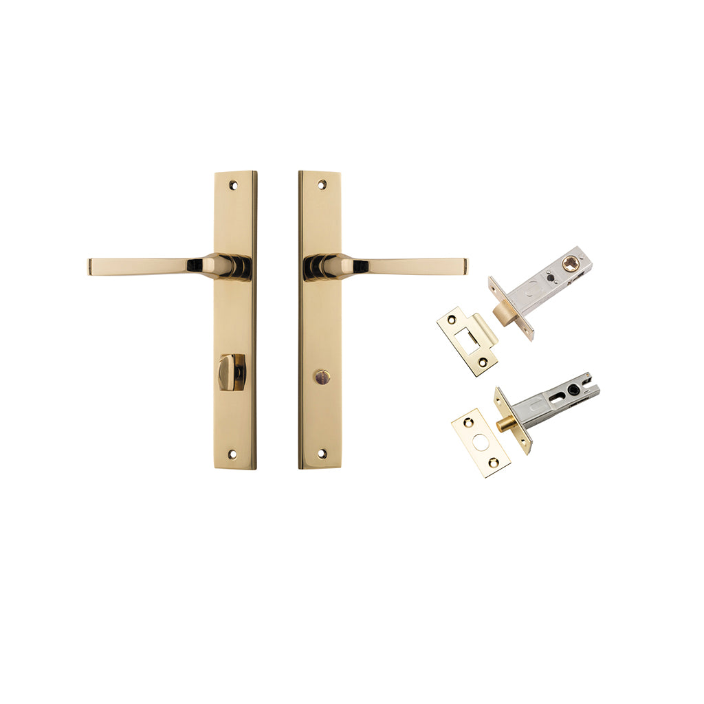 Annecy Lever - Rectangular Backplate Polished Brass / Privacy / Separate Privacy Kit