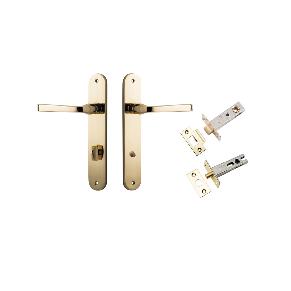 Annecy Lever - Oval Backplate Polished Brass / Privacy / Separate Privacy Kit