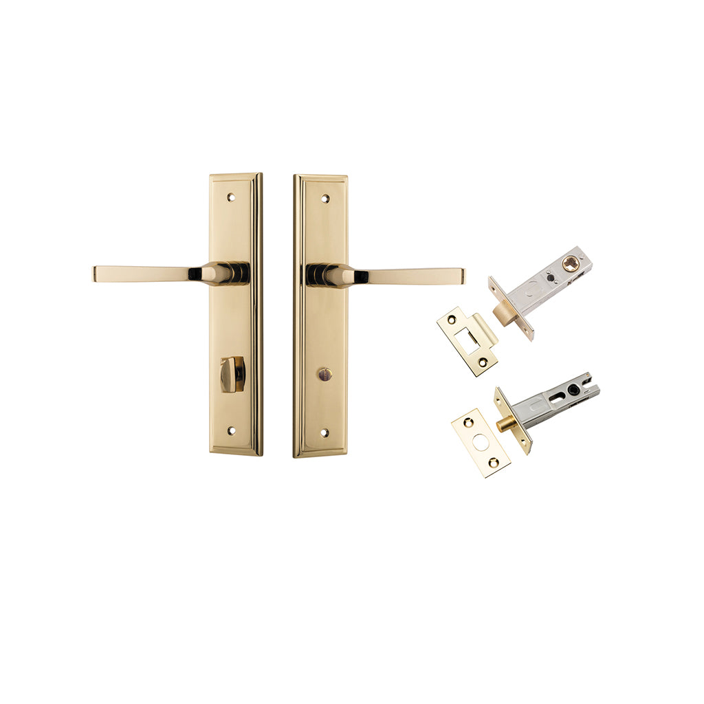 Annecy Lever - Stepped Backplate Polished Brass / Privacy / Separate Privacy Kit