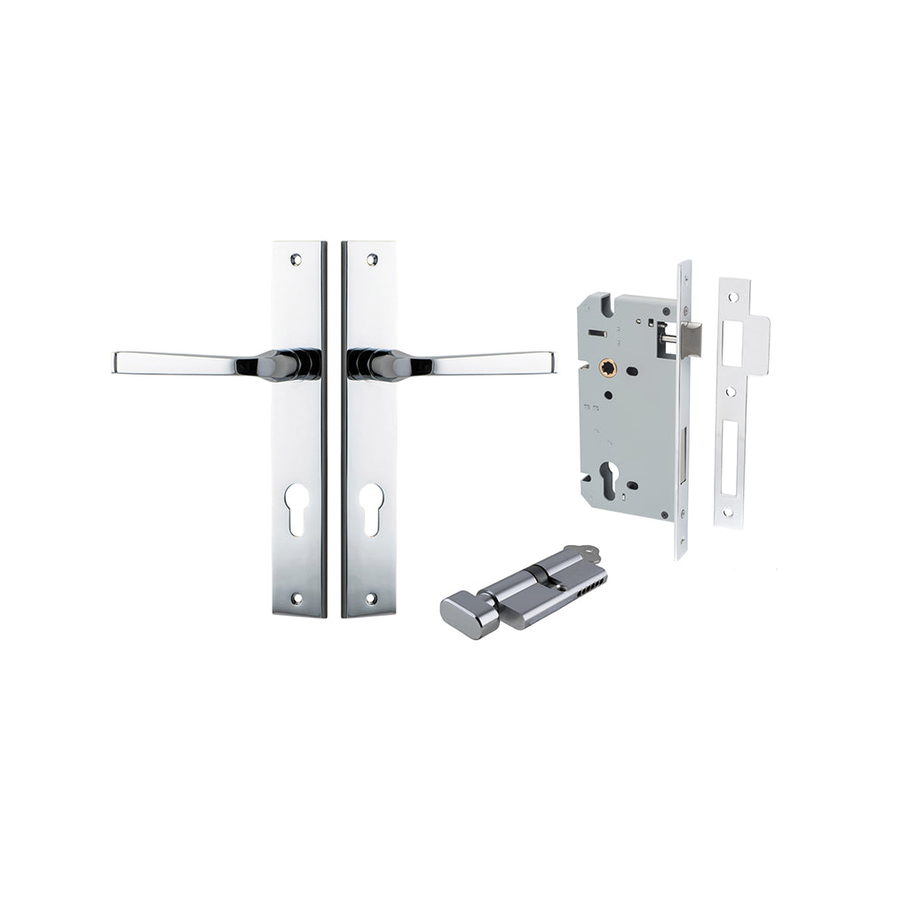 Annecy Lever - Rectangular Backplate Polished Chrome / Entrance / Entrance Kit (Key-Thumb)