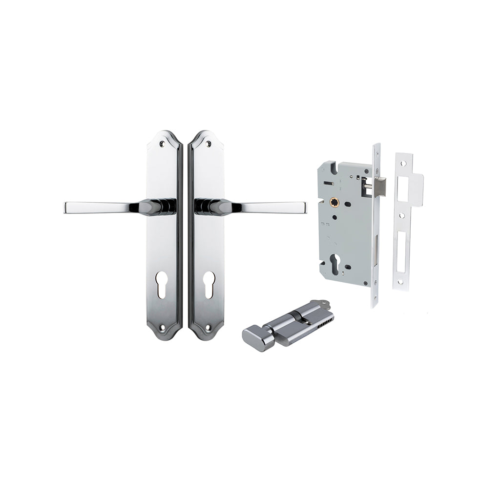 Annecy Lever - Shouldered Backplate Polished Chrome / Entrance / Entrance Kit (Key-Thumb)