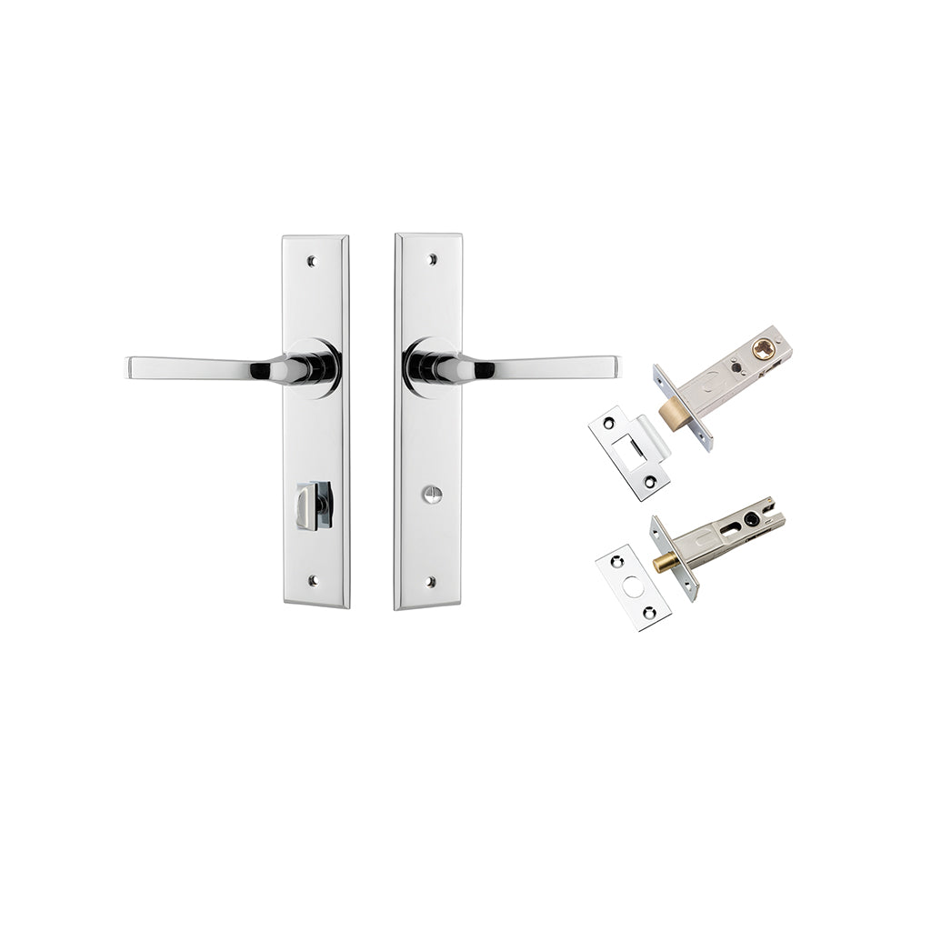 Annecy Lever - Chamfered Backplate Polished Chrome / Privacy / Separate Privacy Kit