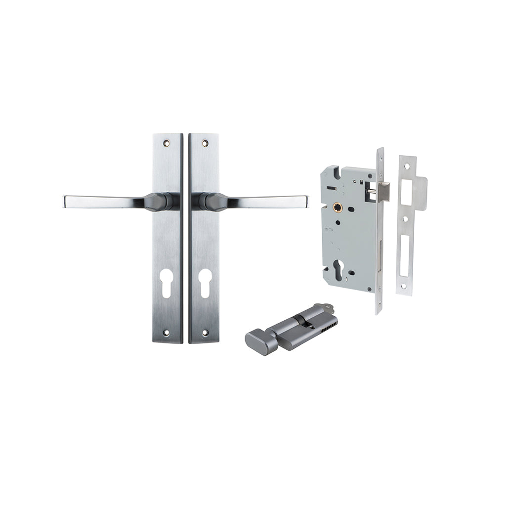 Annecy Lever - Rectangular Backplate Brushed Chrome / Entrance / Entrance Kit (Key-Thumb)