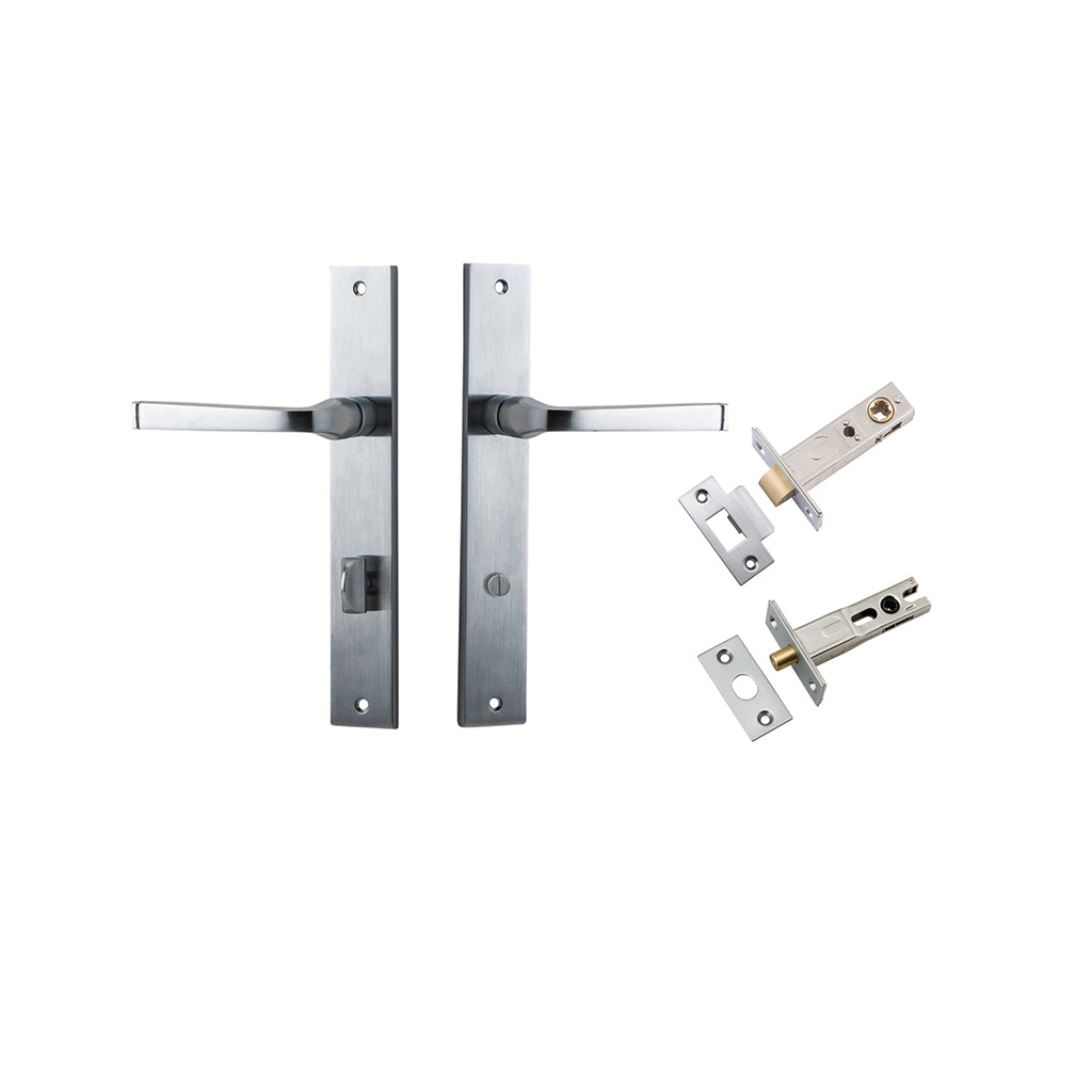 Annecy Lever - Rectangular Backplate Brushed Chrome / Privacy / Separate Privacy Kit