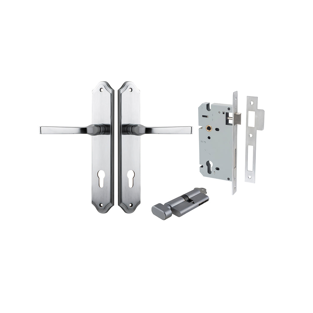 Annecy Lever - Shouldered Backplate Brushed Chrome / Entrance / Entrance Kit (Key-Thumb)