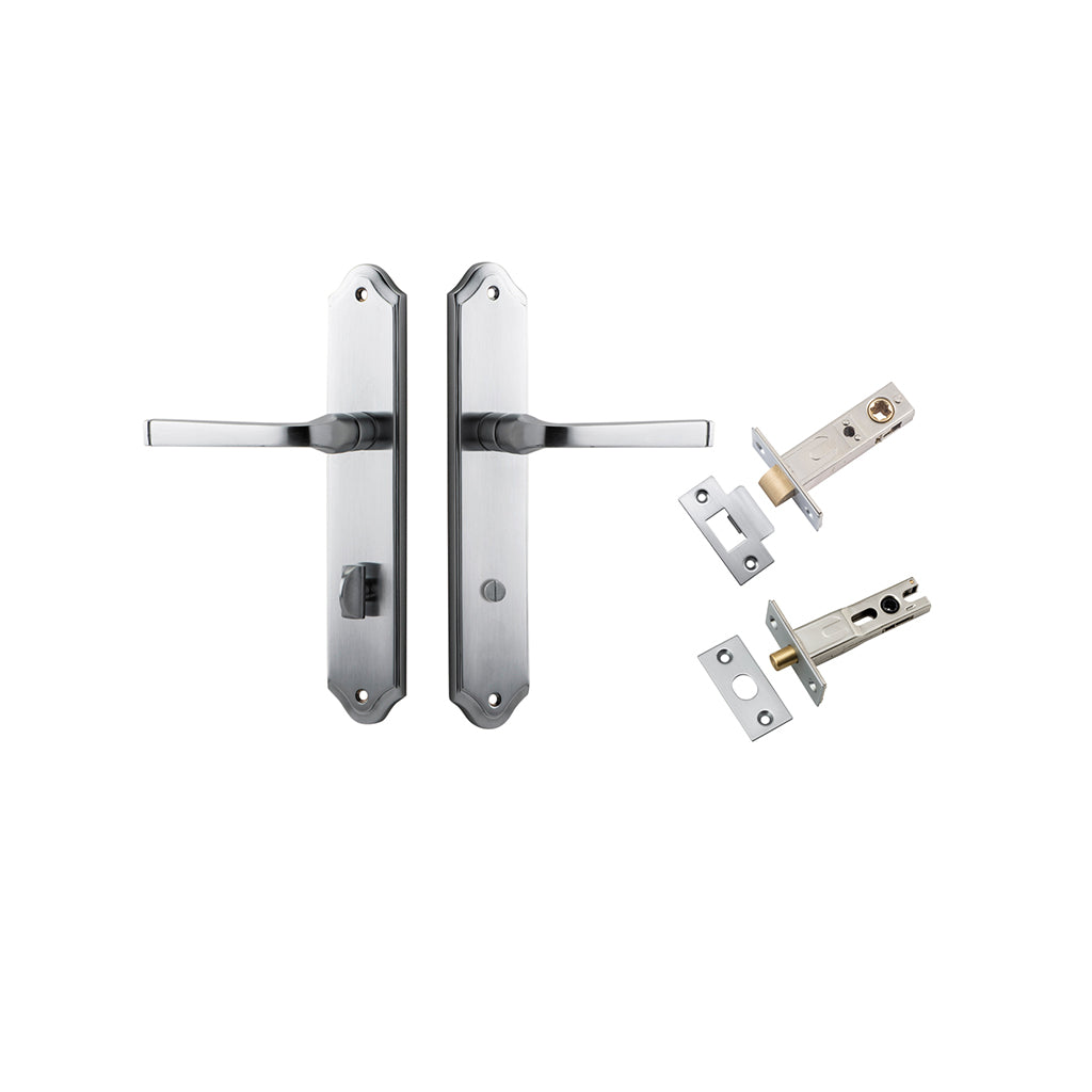 Annecy Lever - Shouldered Backplate Brushed Chrome / Privacy / Separate Privacy Kit