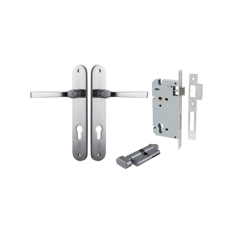 Annecy Lever - Oval Backplate Brushed Chrome / Entrance / Entrance Kit (Key-Thumb)