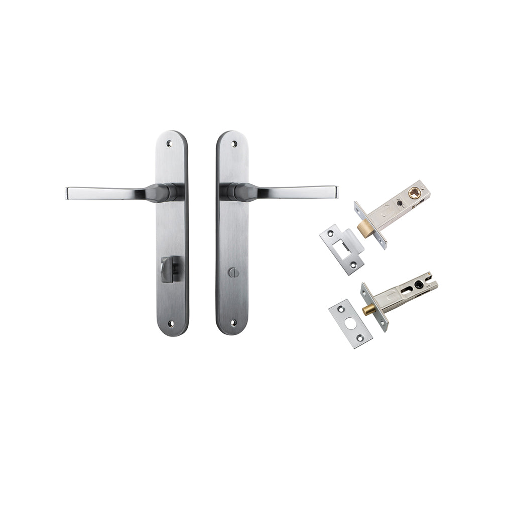 Annecy Lever - Oval Backplate Brushed Chrome / Privacy / Separate Privacy Kit