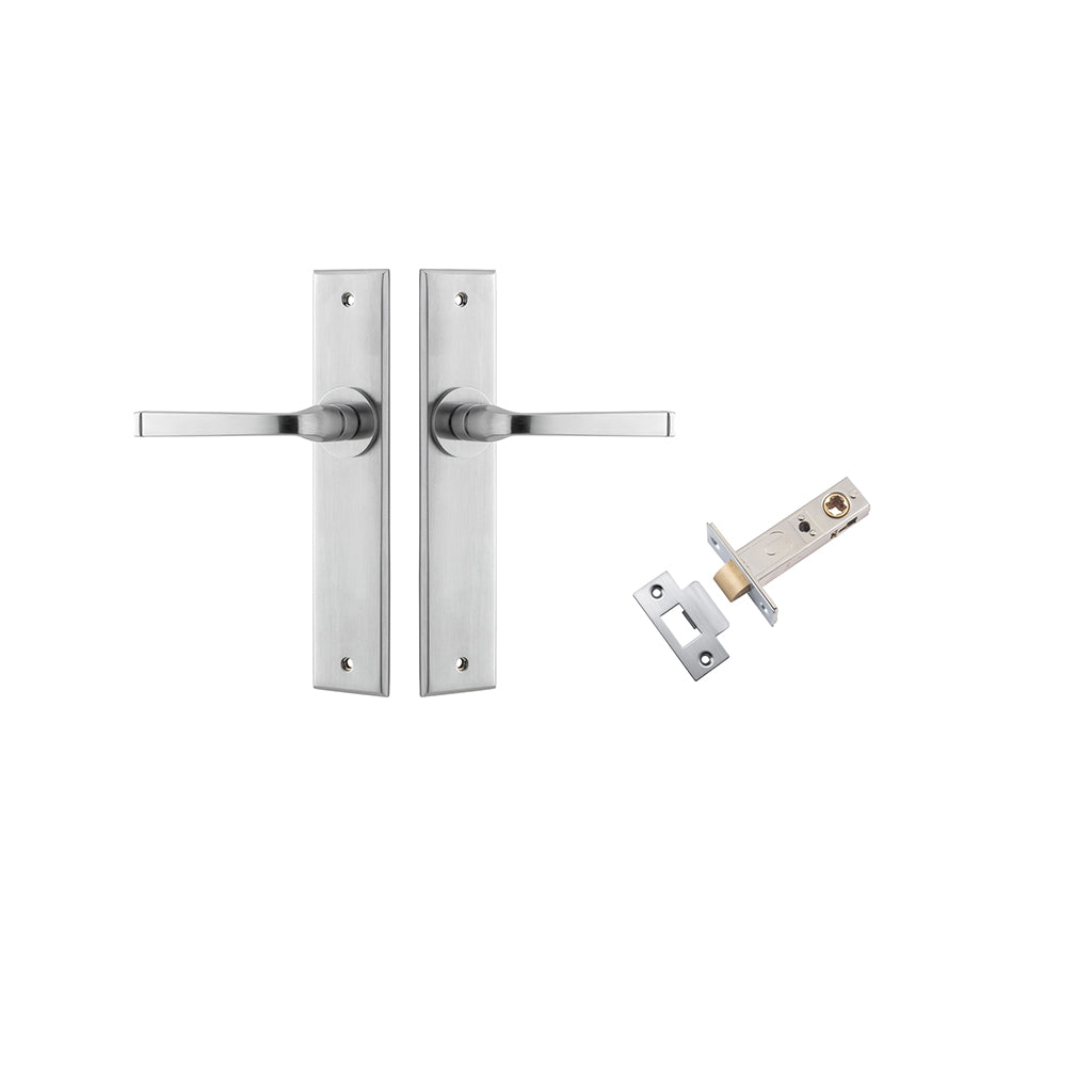 Annecy Lever - Chamfered Backplate Brushed Chrome / Passage / Passage Kit