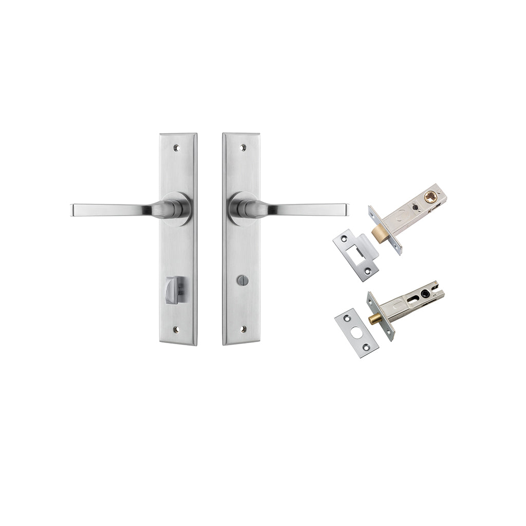Annecy Lever - Chamfered Backplate Brushed Chrome / Privacy / Separate Privacy Kit