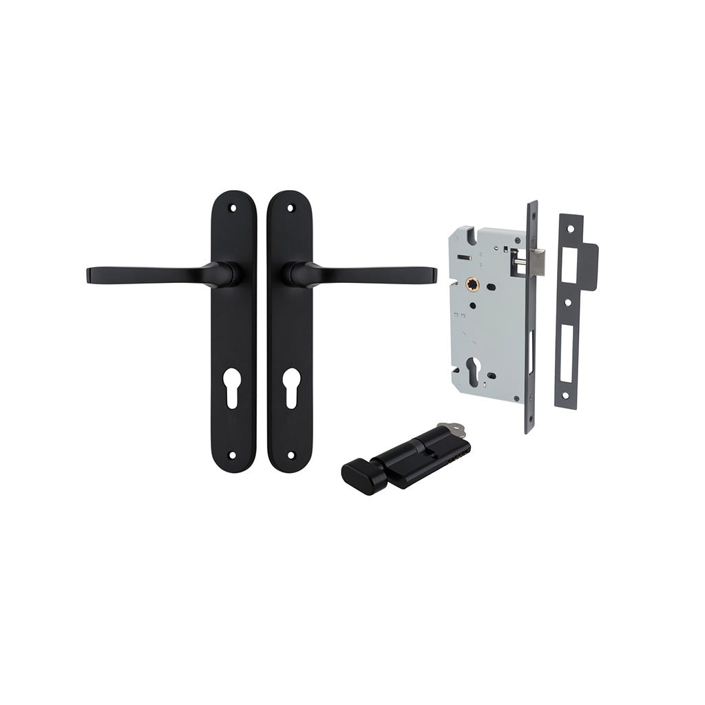 Annecy Lever - Oval Backplate Matt Black / Entrance / Entrance Kit (Key-Thumb)