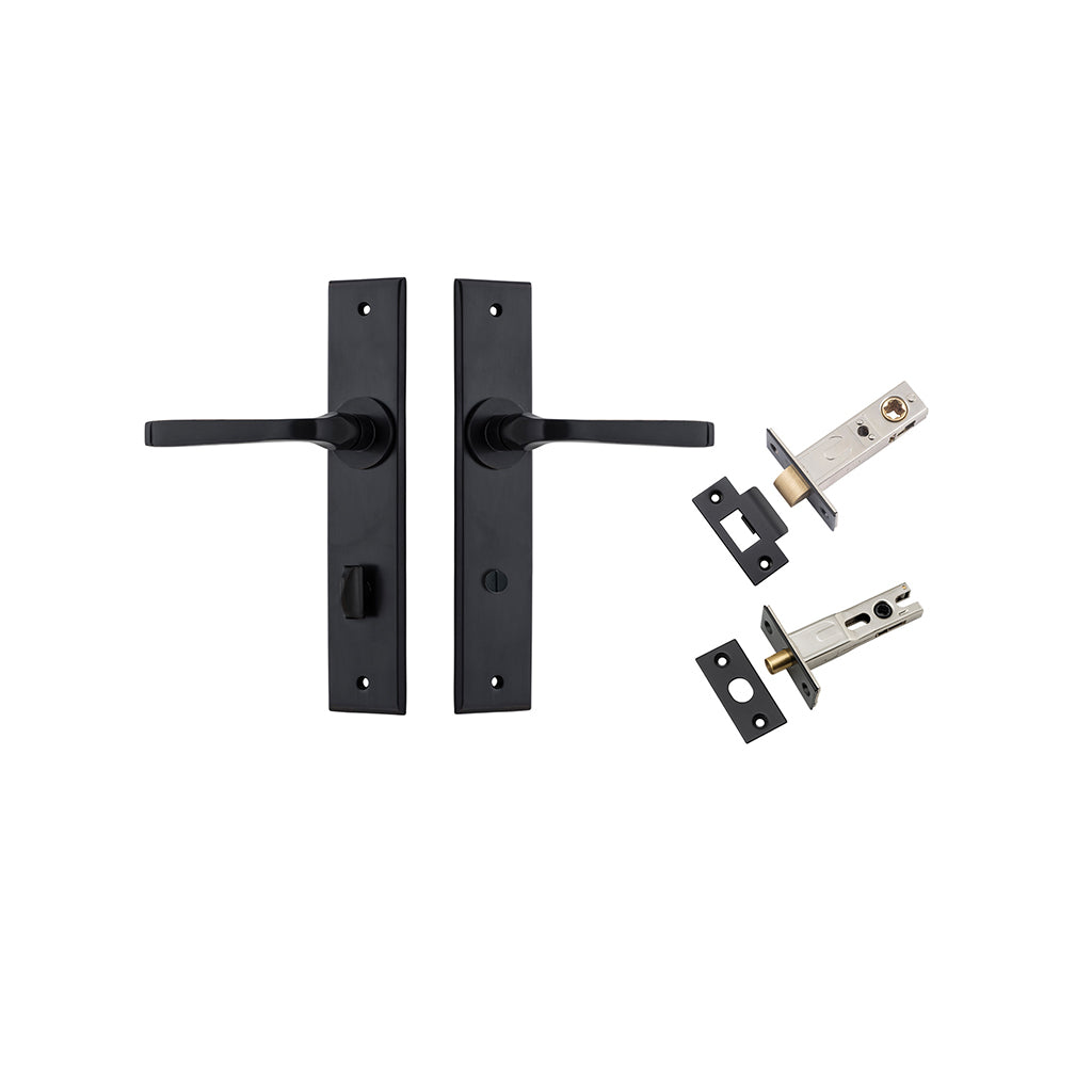 Annecy Lever - Chamfered Backplate Matt Black / Privacy / Separate Privacy Kit