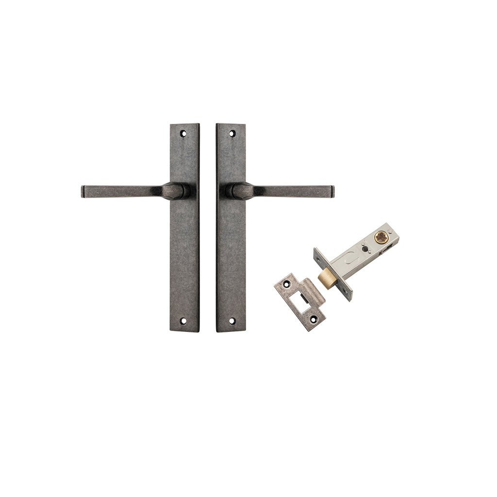 Annecy Lever - Rectangular Backplate Distressed Nickel / Passage / Passage Kit