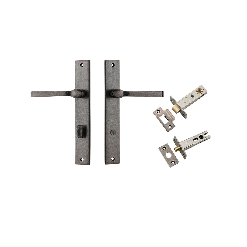 Annecy Lever - Rectangular Backplate Distressed Nickel / Privacy / Separate Privacy Kit