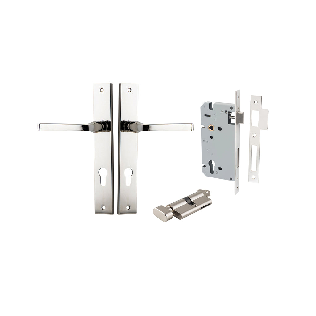 Annecy Lever - Rectangular Backplate Polished Nickel / Entrance / Entrance Kit (Key-Thumb)