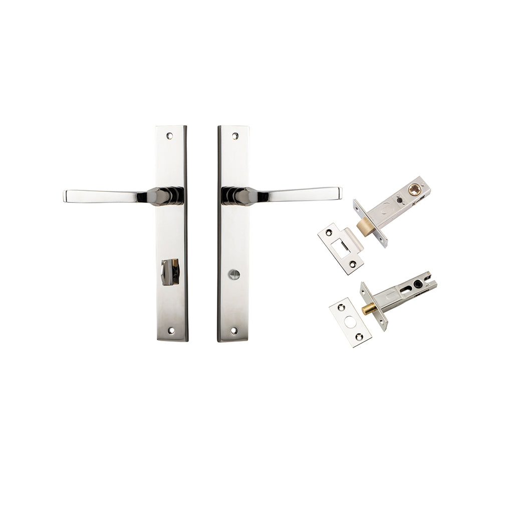 Annecy Lever - Rectangular Backplate Polished Nickel / Privacy / Separate Privacy Kit