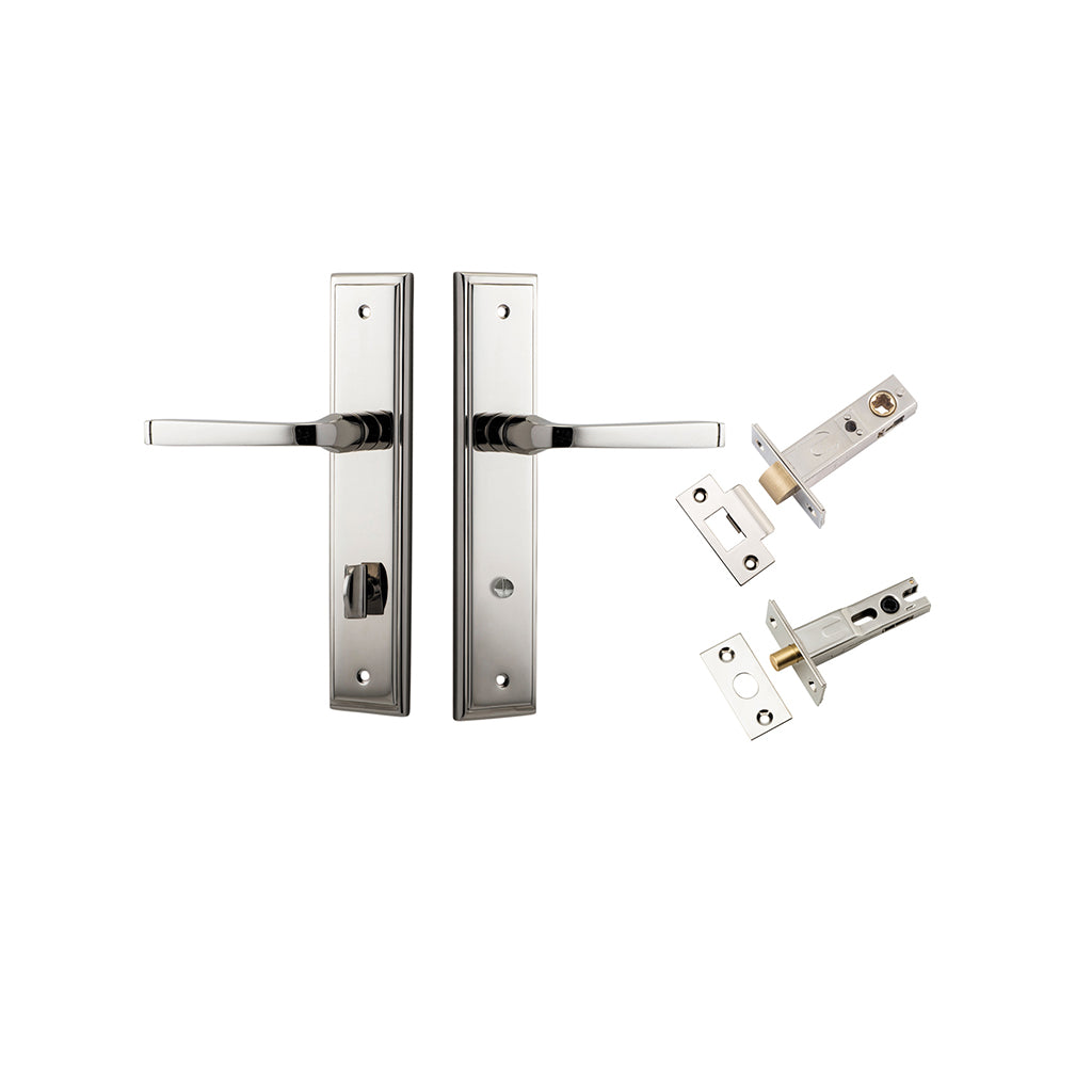 Annecy Lever - Stepped Backplate Polished Nickel / Privacy / Separate Privacy Kit
