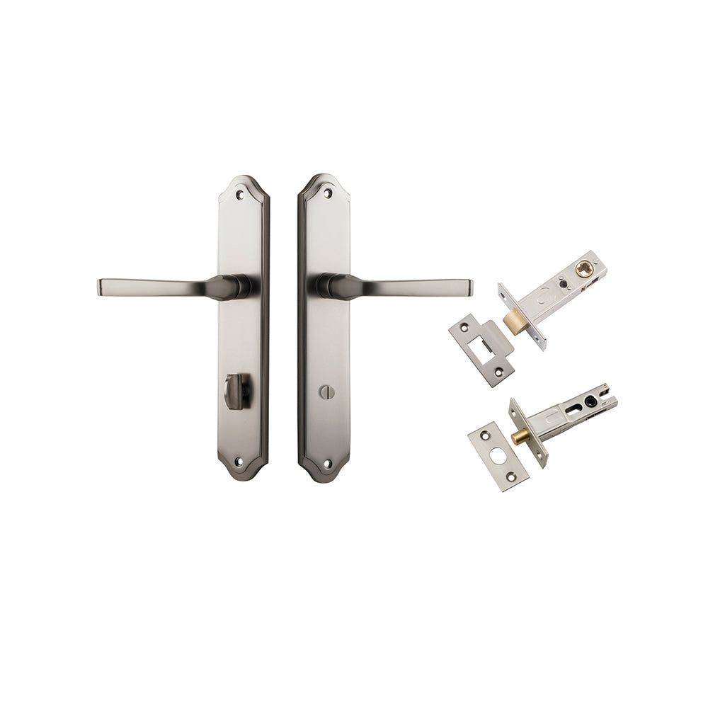 Annecy Lever - Shouldered Backplate Satin Nickel / Privacy / Separate Privacy Kit