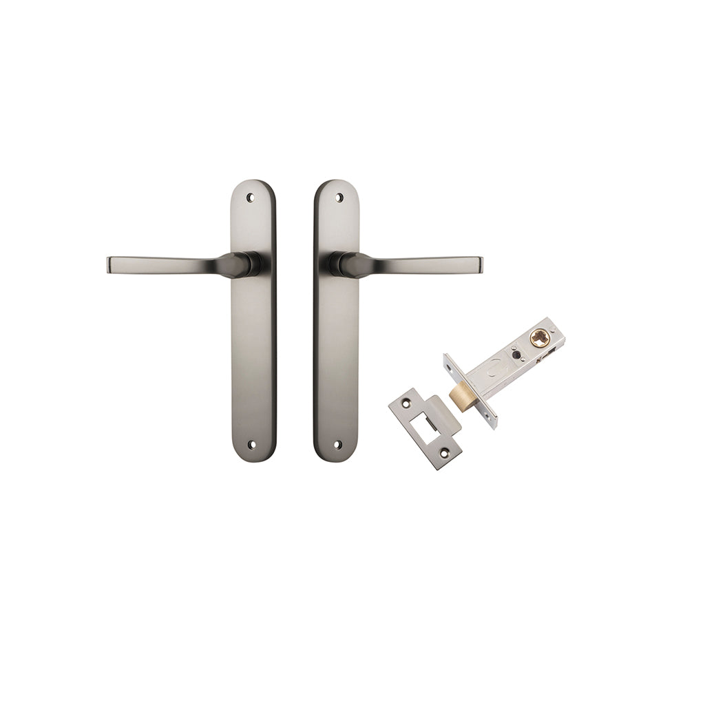 Annecy Lever - Oval Backplate Satin Nickel / Passage / Passage Kit