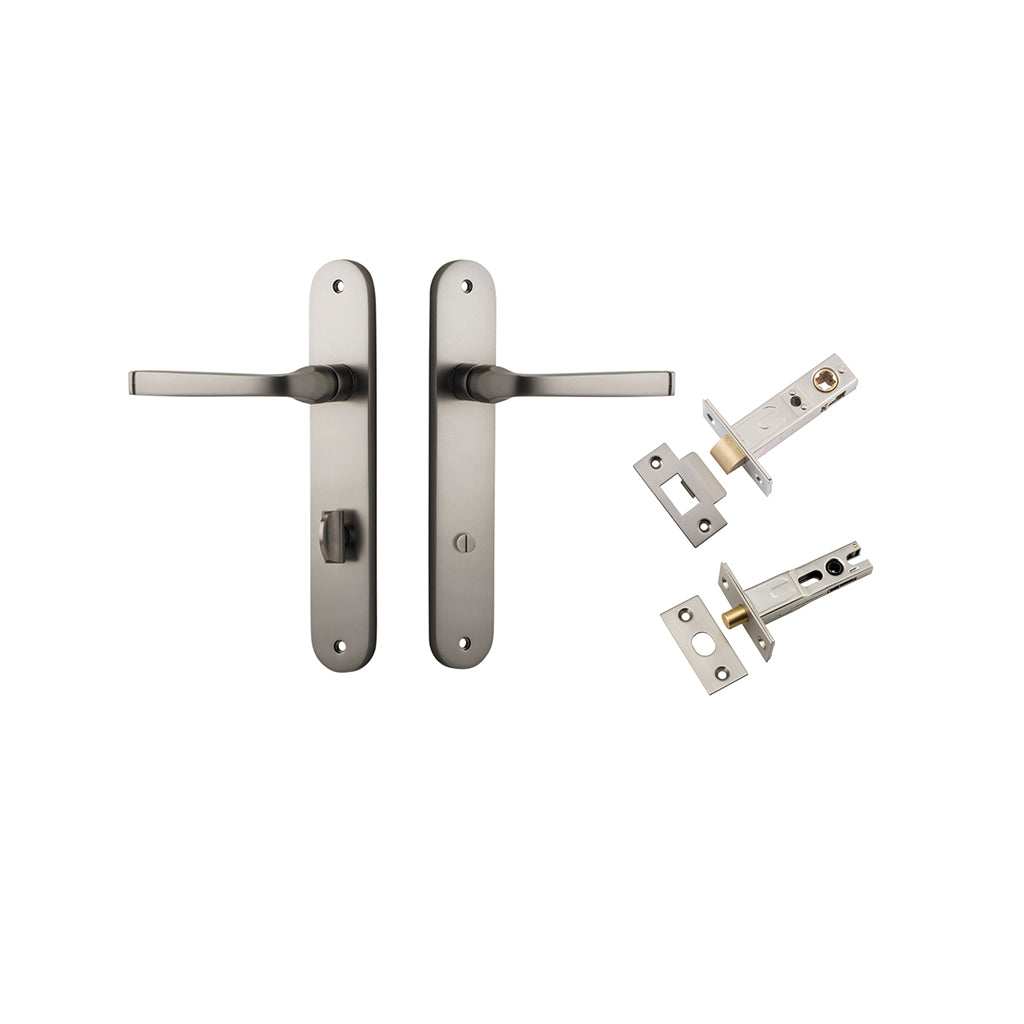 Annecy Lever - Oval Backplate Satin Nickel / Privacy / Separate Privacy Kit