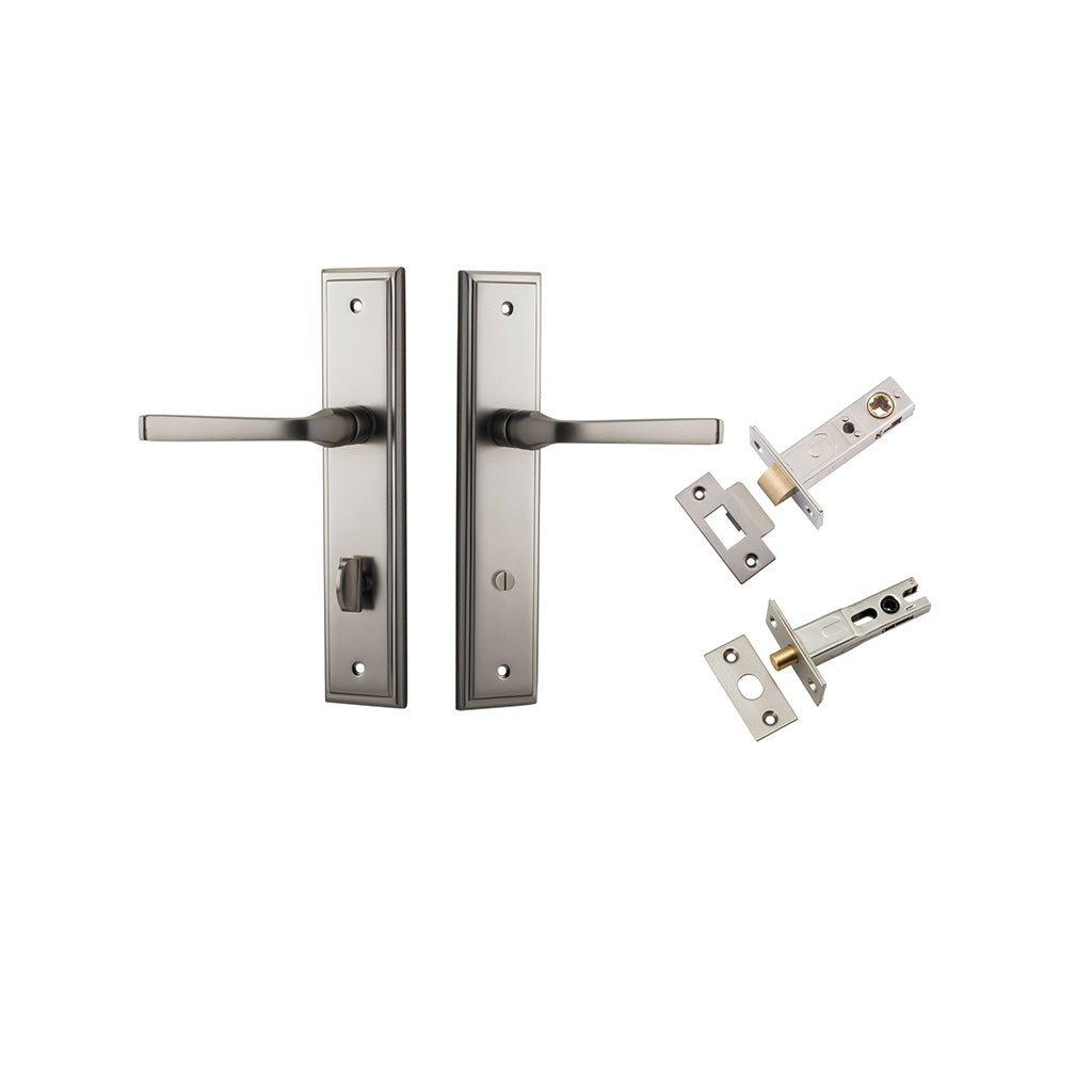 Annecy Lever - Stepped Backplate Satin Nickel / Privacy / Separate Privacy Kit