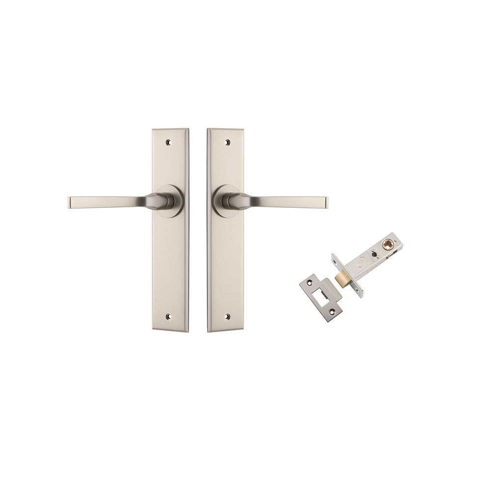 Annecy Lever - Chamfered Backplate Satin Nickel / Passage / Passage Kit