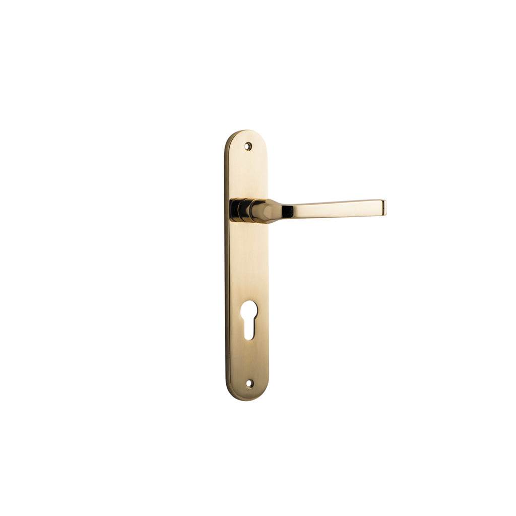 Annecy Lever - Oval Backplate Polished Brass / Entrance / Lever Set Only