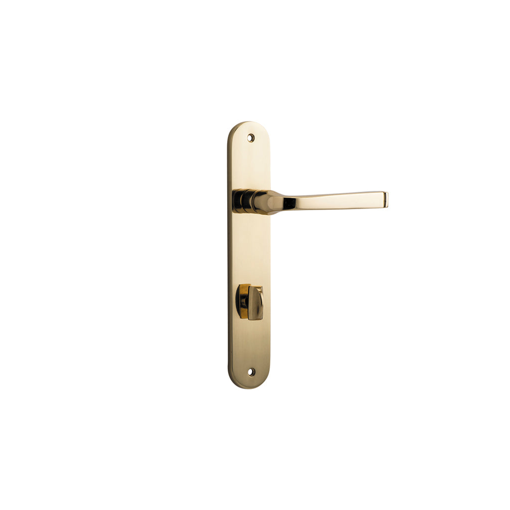 Annecy Lever - Oval Backplate Polished Brass / Privacy / Lever Set Only
