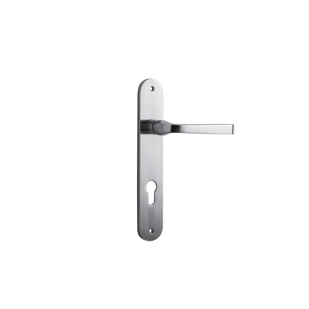 Annecy Lever - Oval Backplate Brushed Chrome / Entrance / Lever Set Only