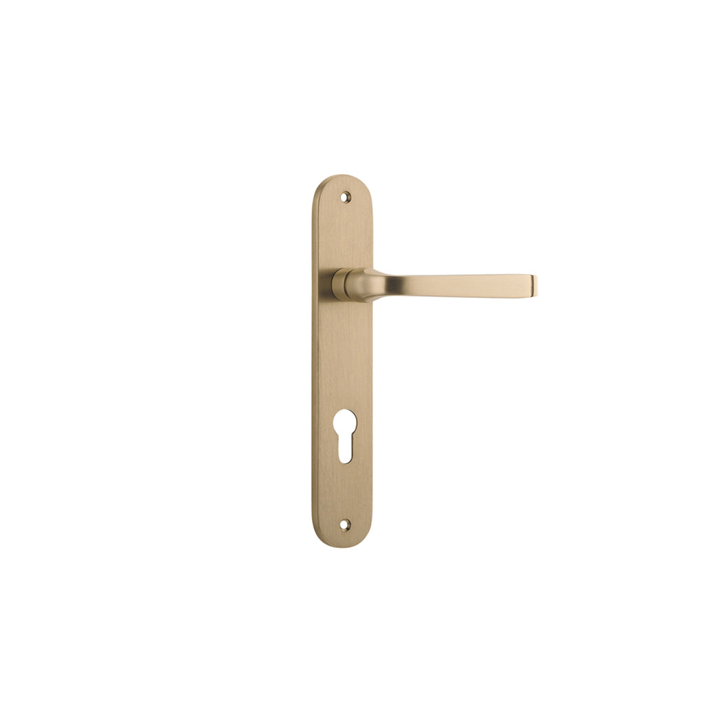 Annecy Lever - Oval Backplate Brushed Brass / Entrance / Lever Set Only