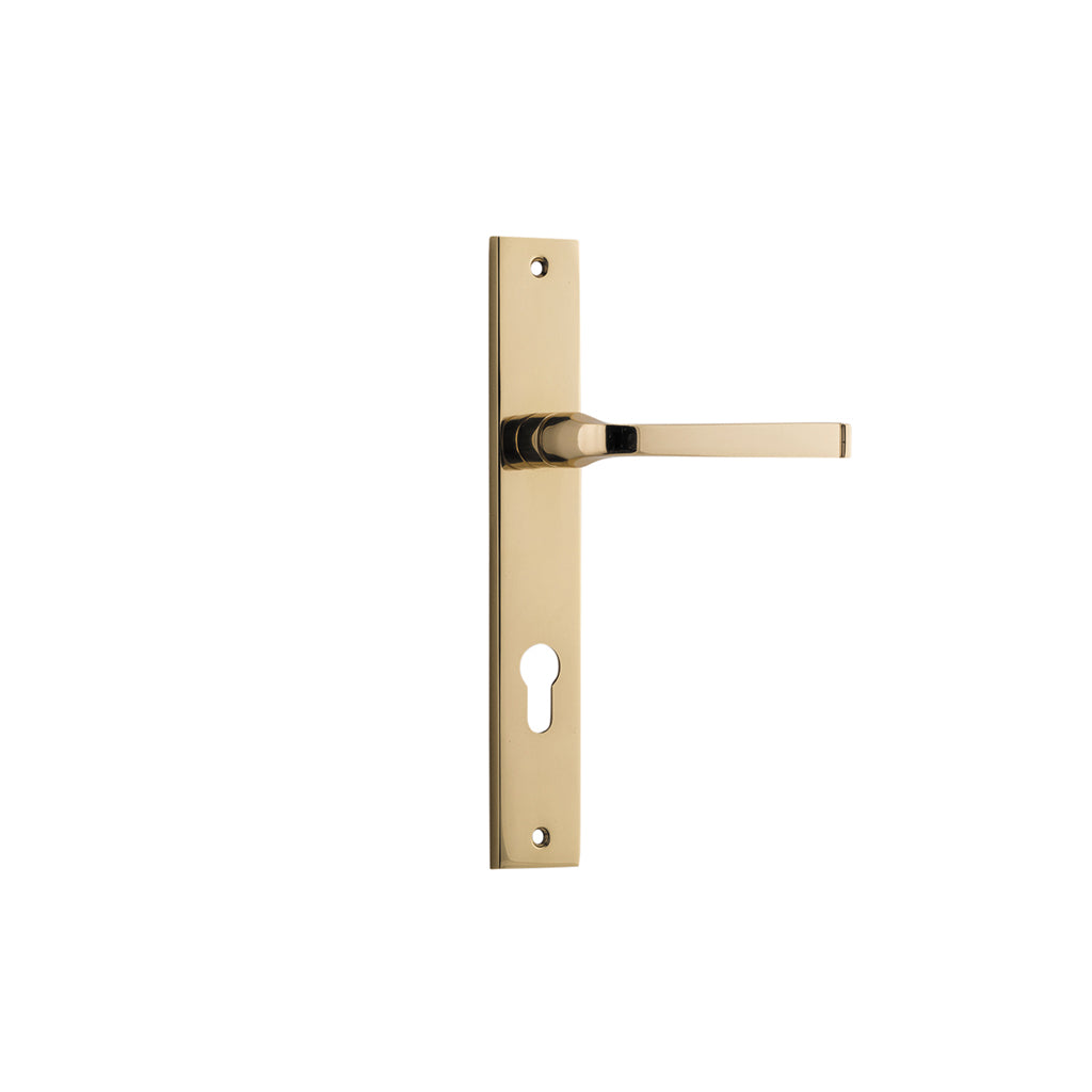 Annecy Lever - Rectangular Backplate Polished Brass / Entrance / Lever Set Only