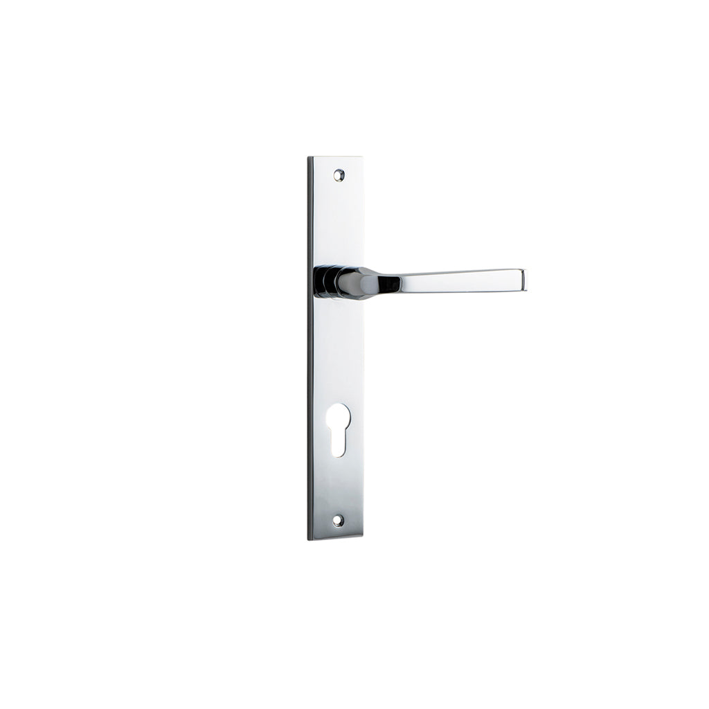 Annecy Lever - Rectangular Backplate Polished Chrome / Entrance / Lever Set Only