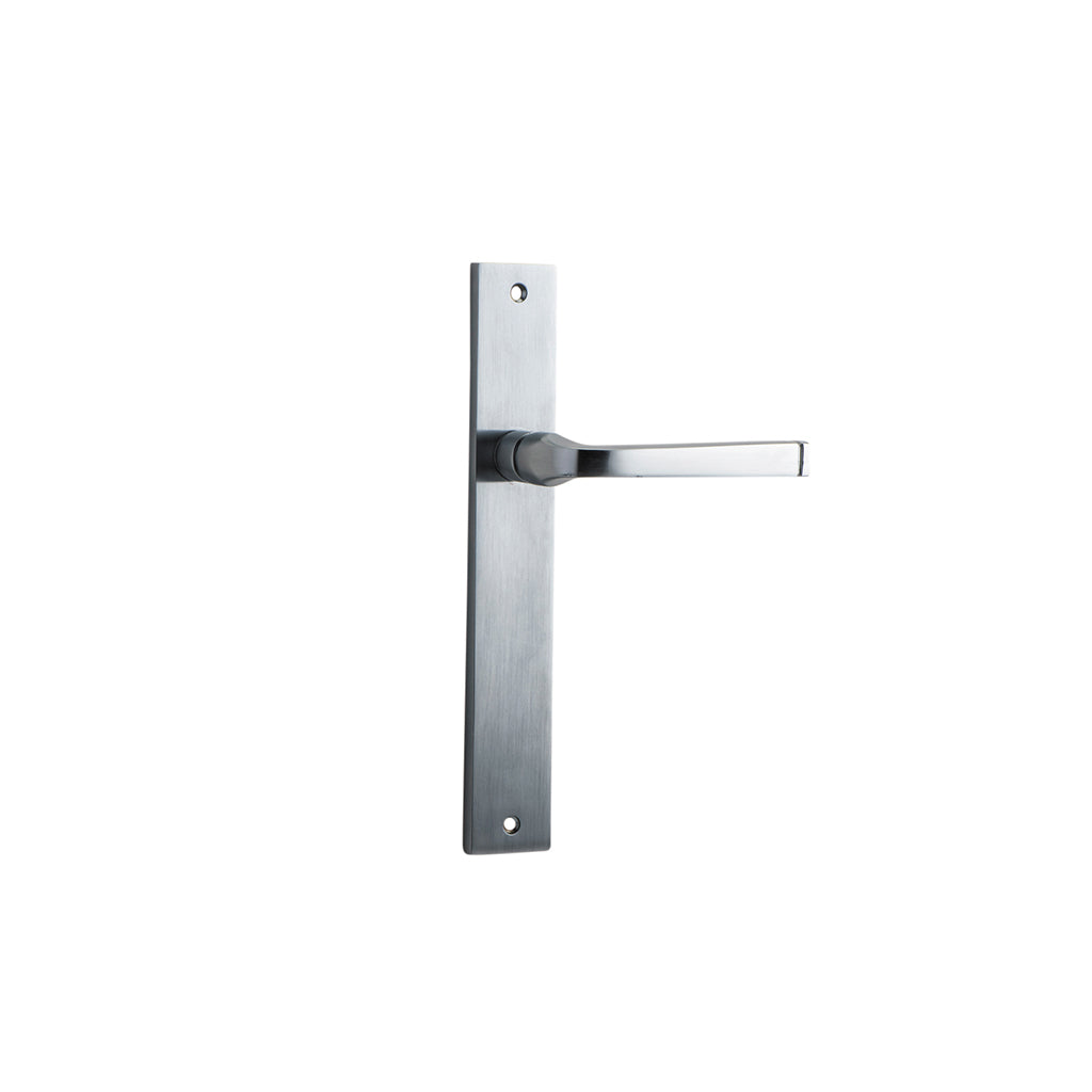 Annecy Lever - Rectangular Backplate Brushed Chrome / Passage / Lever Set Only