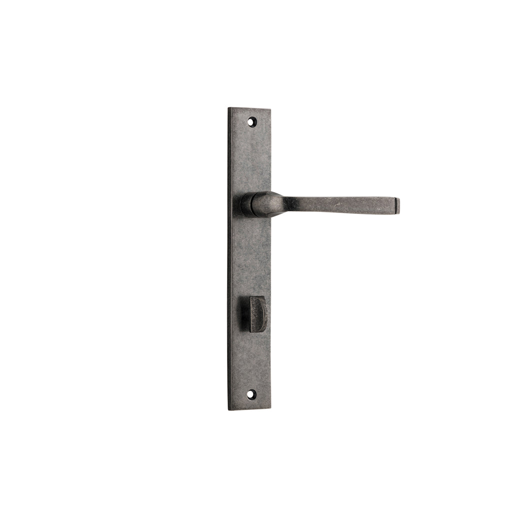 Annecy Lever - Rectangular Backplate Distressed Nickel / Privacy / Lever Set Only