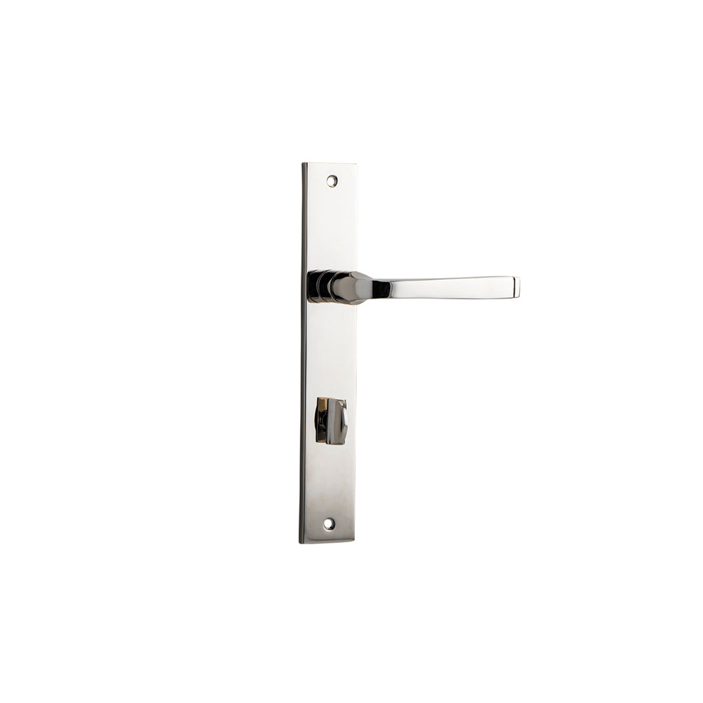 Annecy Lever - Rectangular Backplate Polished Nickel / Privacy / Lever Set Only