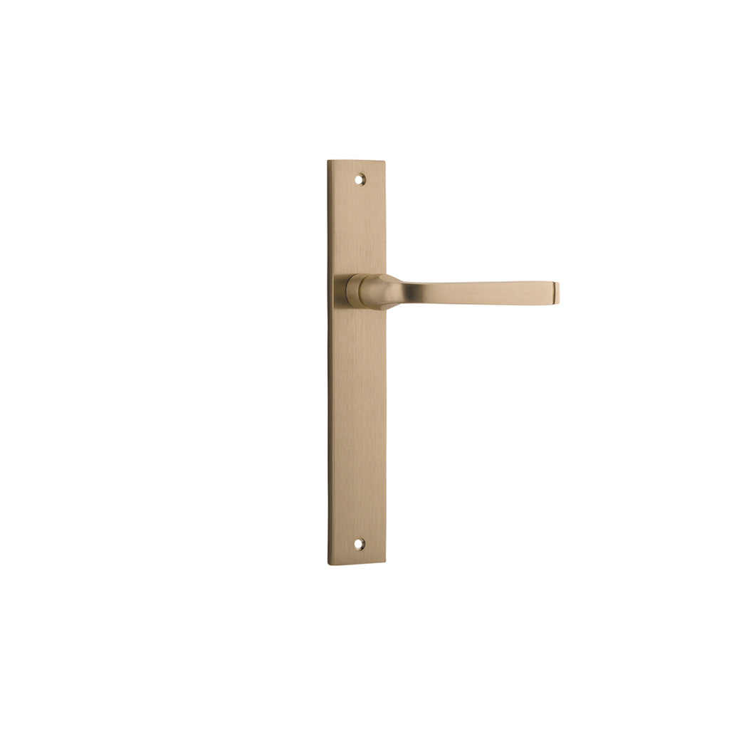 Annecy Lever - Rectangular Backplate Brushed Brass / Passage / Lever Set Only