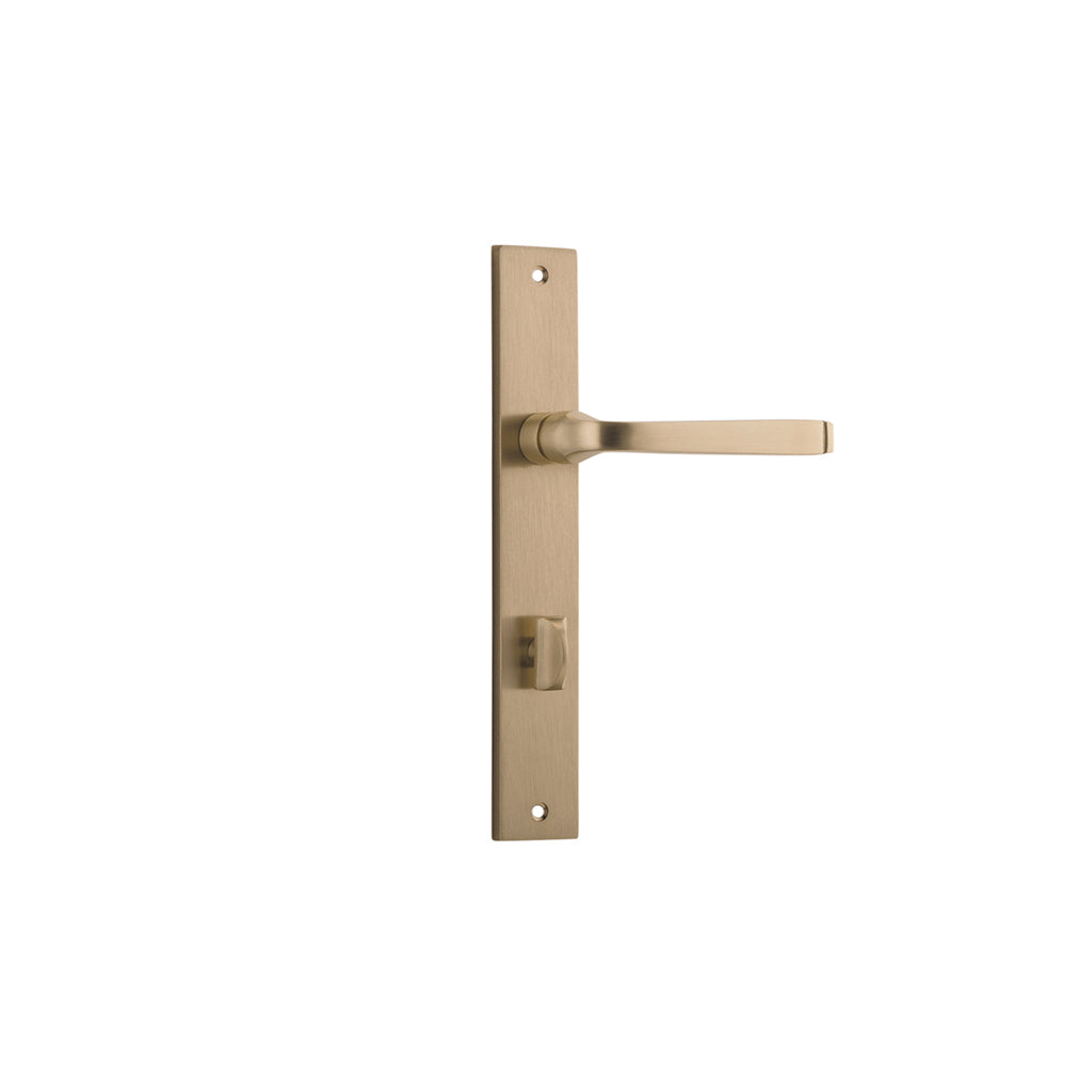Annecy Lever - Rectangular Backplate Brushed Brass / Privacy / Lever Set Only