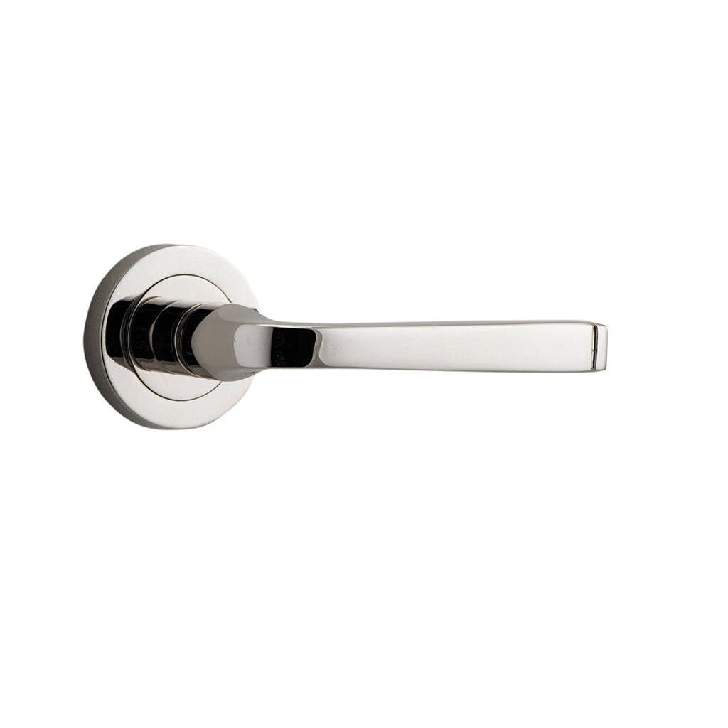 Annecy Lever - Round Rose Polished Nickel / Passage / Lever Set Only