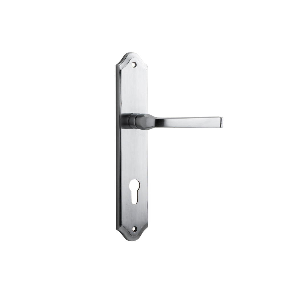 Annecy Lever - Shouldered Backplate Brushed Chrome / Entrance / Lever Set Only