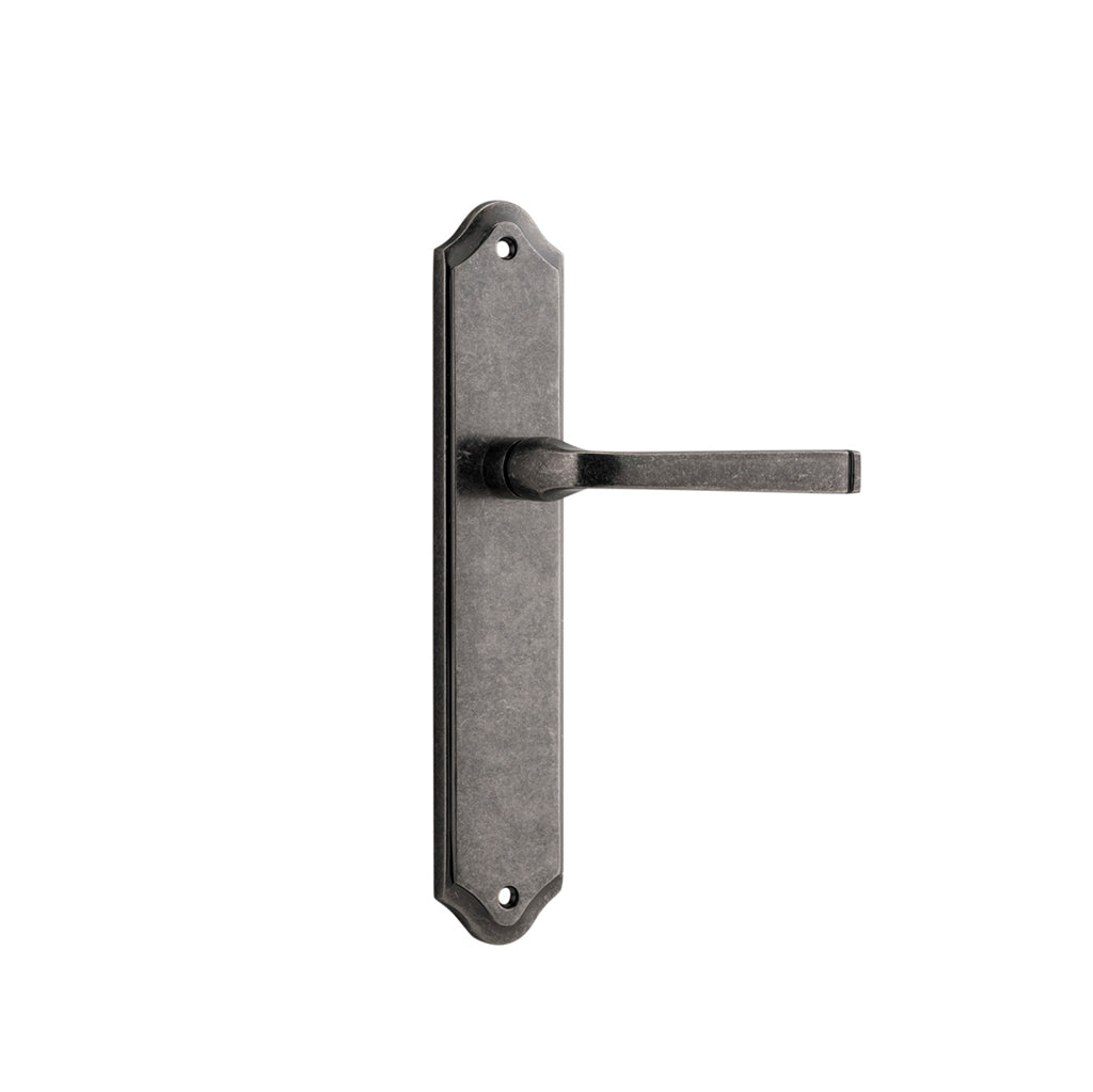 Annecy Lever - Shouldered Backplate Distressed Nickel / Passage / Lever Set Only