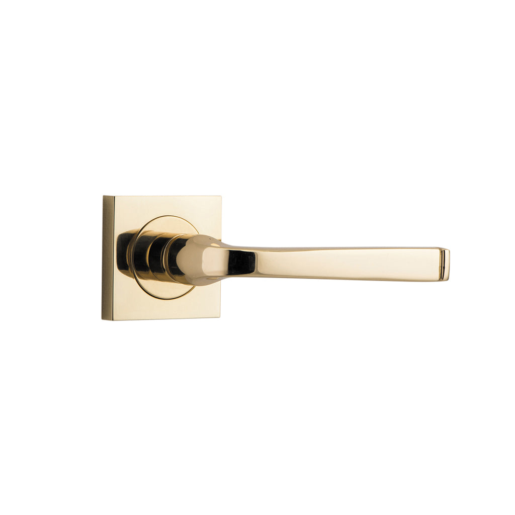 Annecy Lever - Square Rose Polished Brass / Passage / Lever Set Only