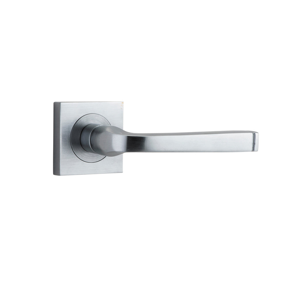 Annecy Lever - Square Rose Brushed Chrome / Passage / Lever Set Only